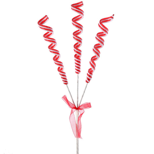 16" Sugared Ribbon Candy Spray – Festive Christmas Decoration with Sweet Sparkle