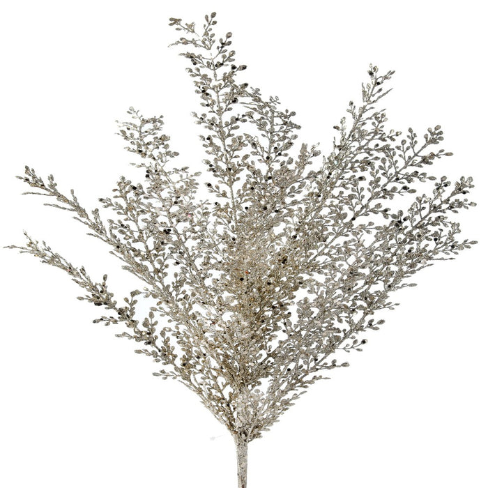 24-inch platinum glitter sequin Artemesia Christmas bush