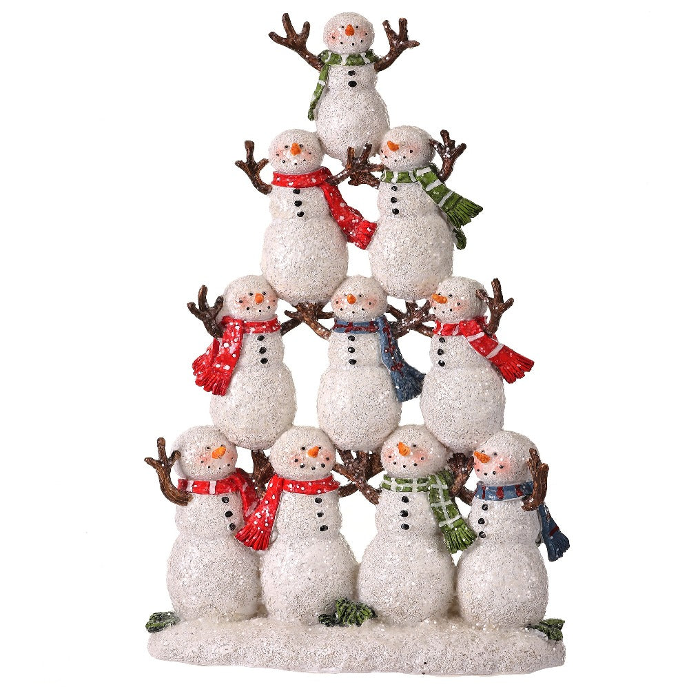 12" Resin Frost Snowman Tree – Charming Winter Christmas Decoration