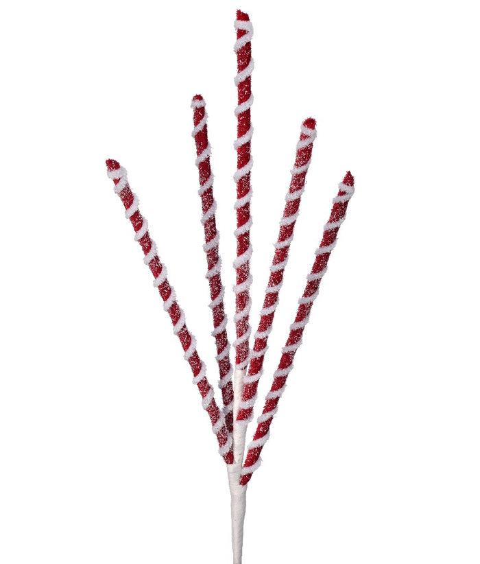 24-inch frosted peppermint stick Christmas spray