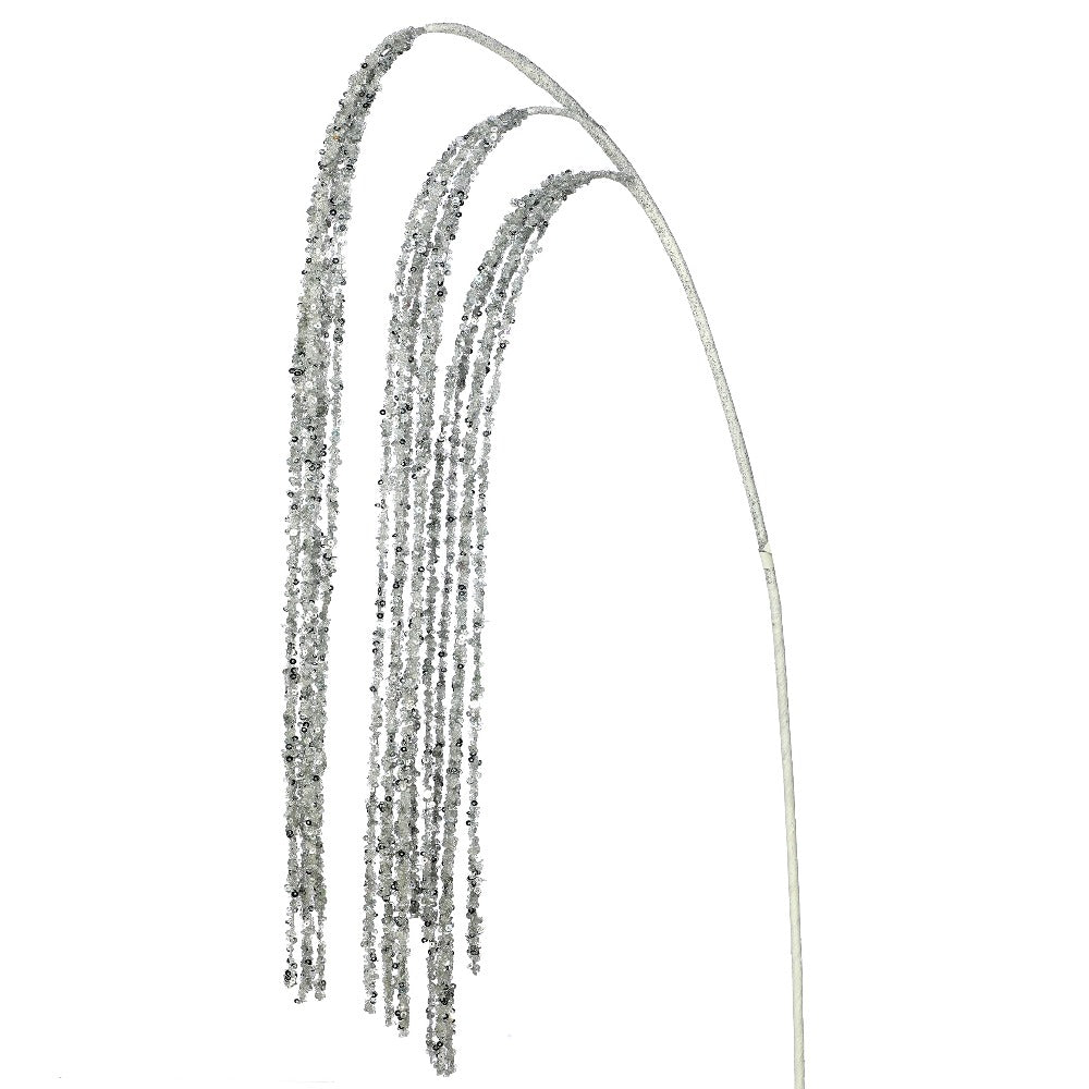 45-inch silver sequin beaded rain Christmas spray
