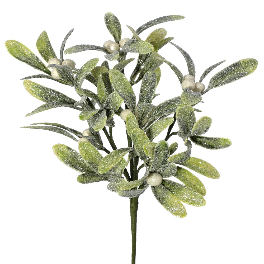 13" Frosted Waterproof Mistletoe Berry Pick – Elegant Christmas Décor