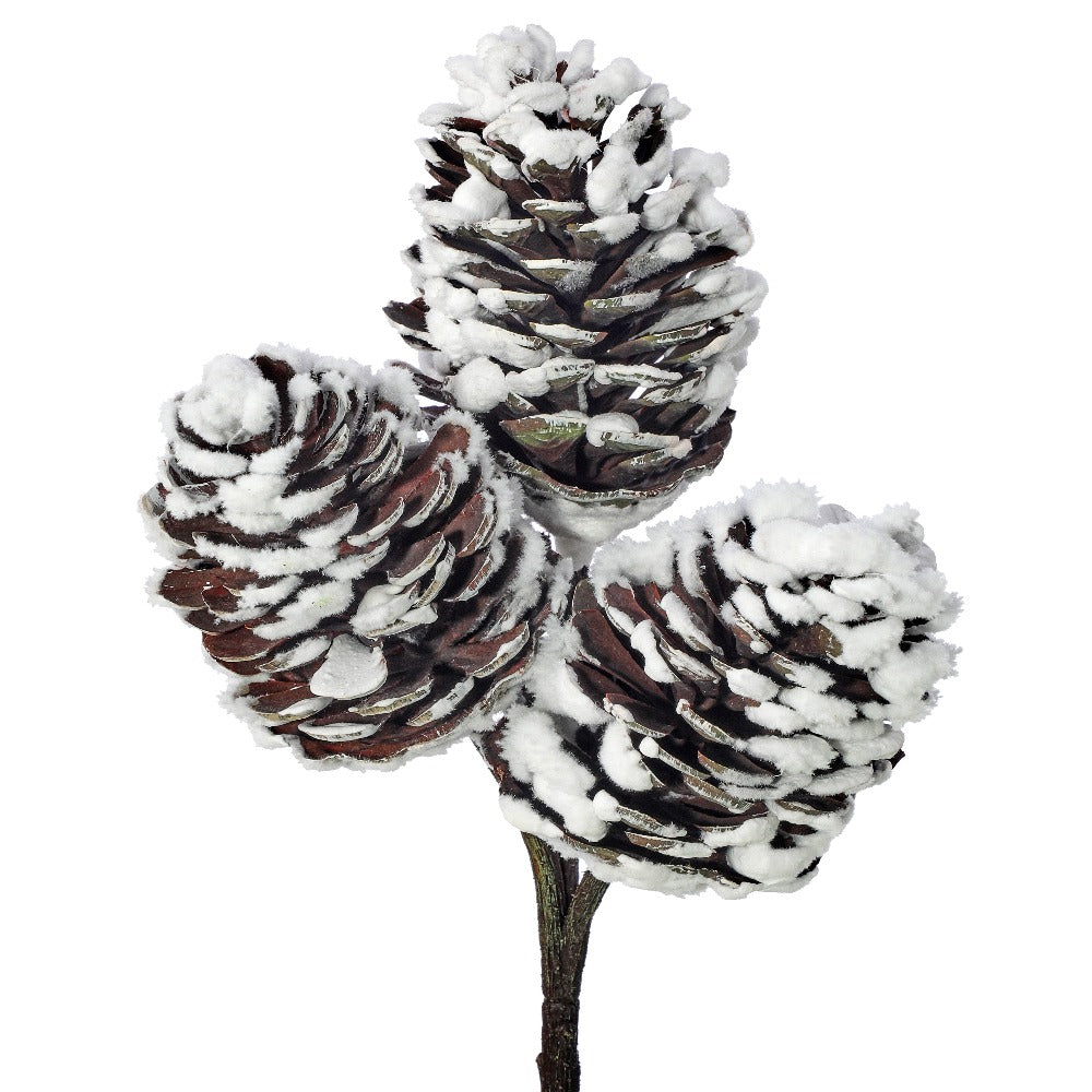 12-inch plastic snow pine cone Christmas pick