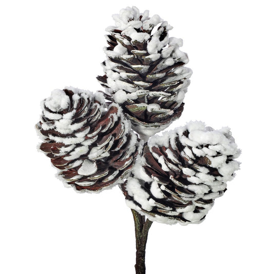 12" Plastic Snow Pine Cone Pick – Festive Christmas Decoration for Crafting and Floral Arrangements