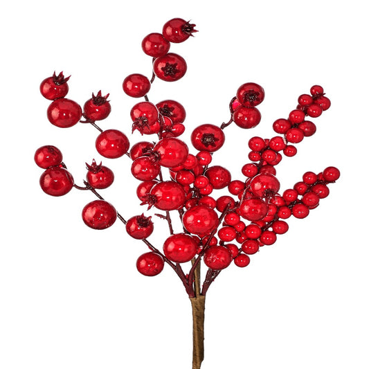 15" Waterproof Mixed Berry Crabapple Pick - Durable Christmas Decoration