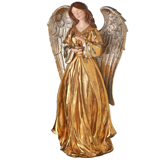 18" Resin Angel with Dove: Elegant Christmas Decoration for a Heavenly Touch