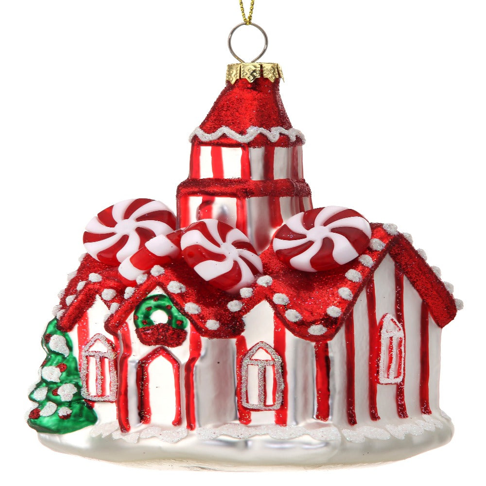 5-inch glass candy castle Christmas ornament