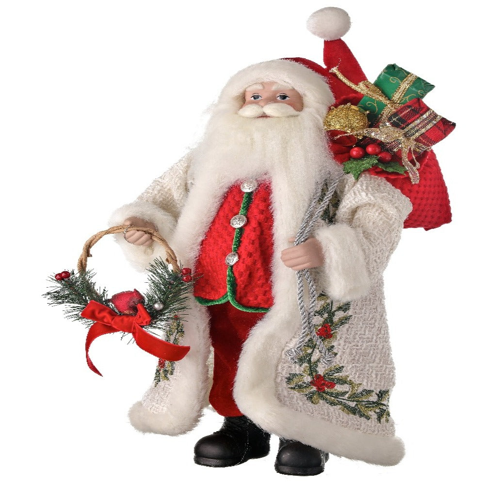 18" Fabric/Resin Cardinal Court Santa: Elegant Christmas Decoration for Festive Cheer