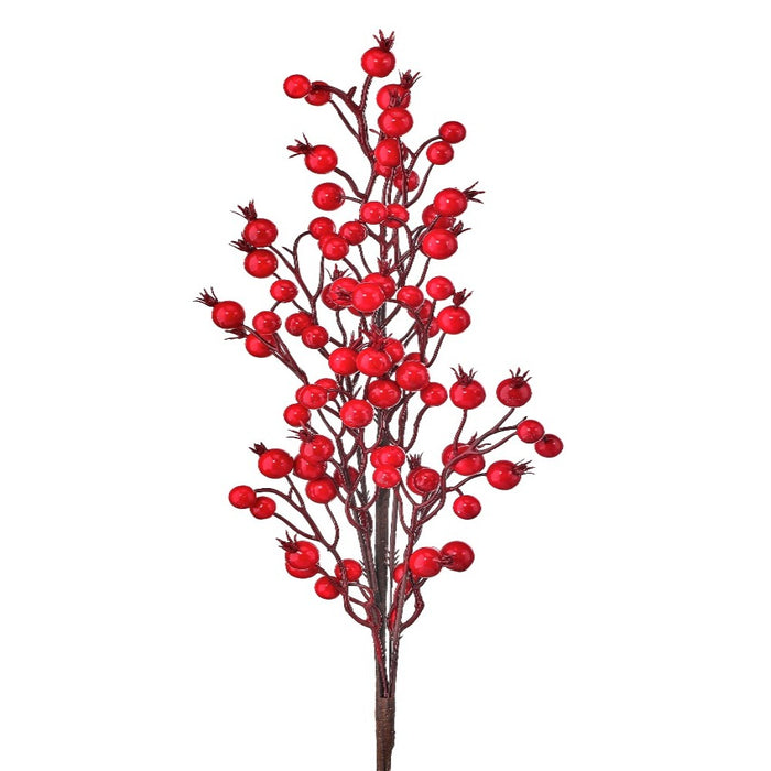23-inch red waterproof mini crabapple Christmas spray