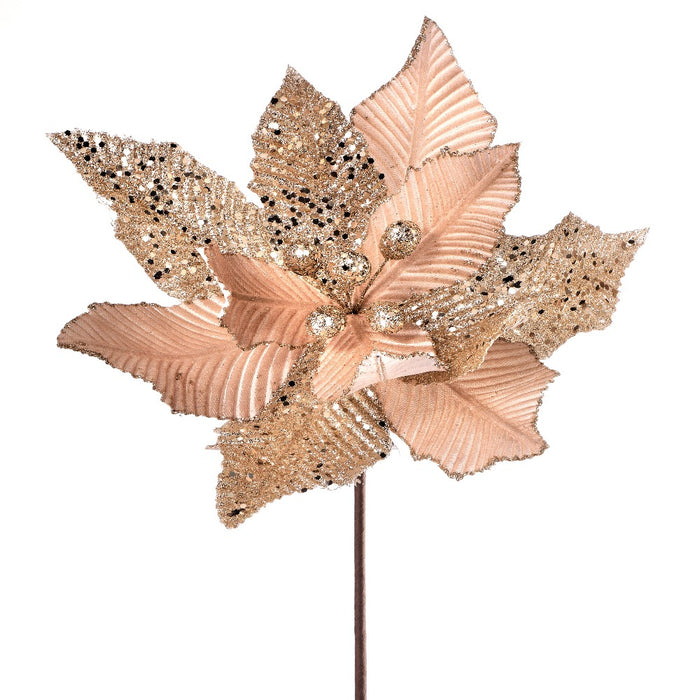 24-inch creased velvet glitter poinsettia Christmas flower