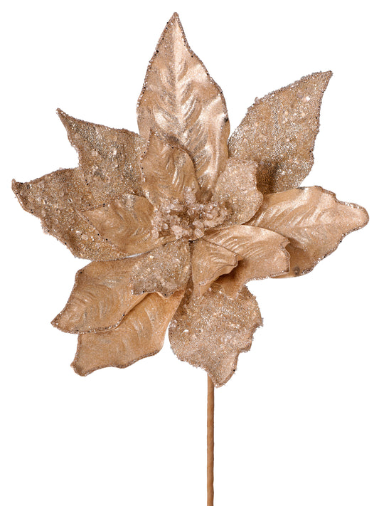 24" Glitter Iced Poinsettia Flower – Festive Christmas Flower Decoration