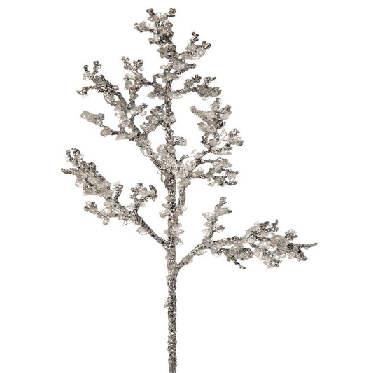 30" Glittered Silver Branch Ornament - Elegant Christmas Decoration