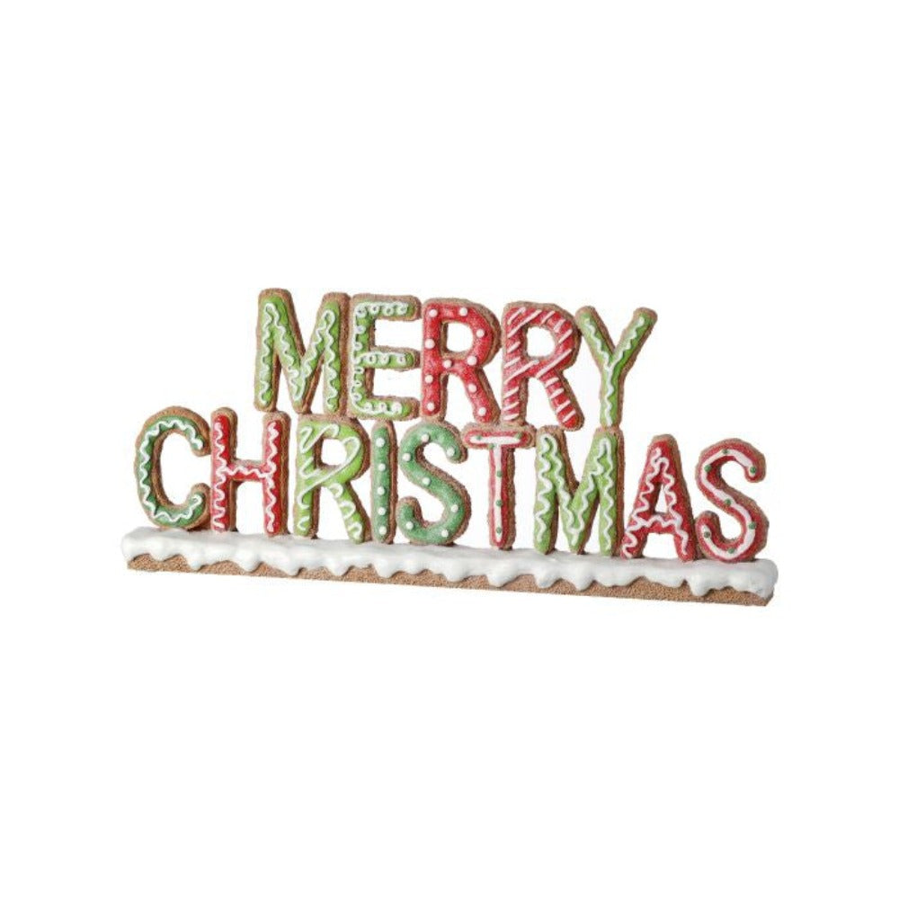 11.2" Merry Christmas Gingerbread Resin Decoration