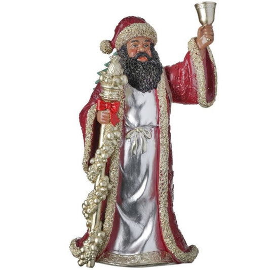 12.3" Black Santa with Bell and Staff – Elegant Christmas Decoration