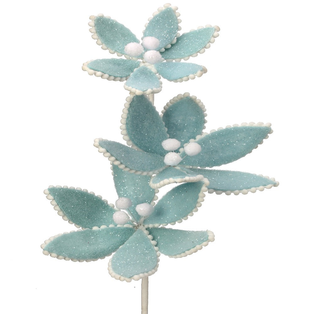 24-inch glittered white pom-pom Christmas floral pick