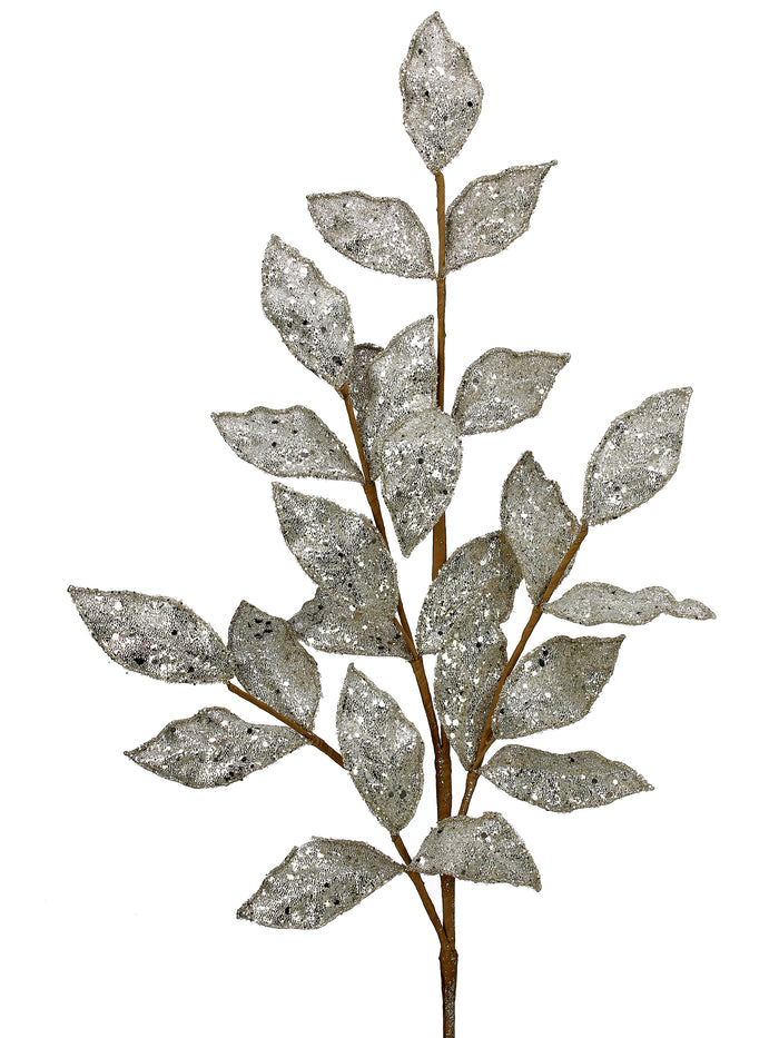 29" Micro Beaded Sequin Bay Leaf Spray