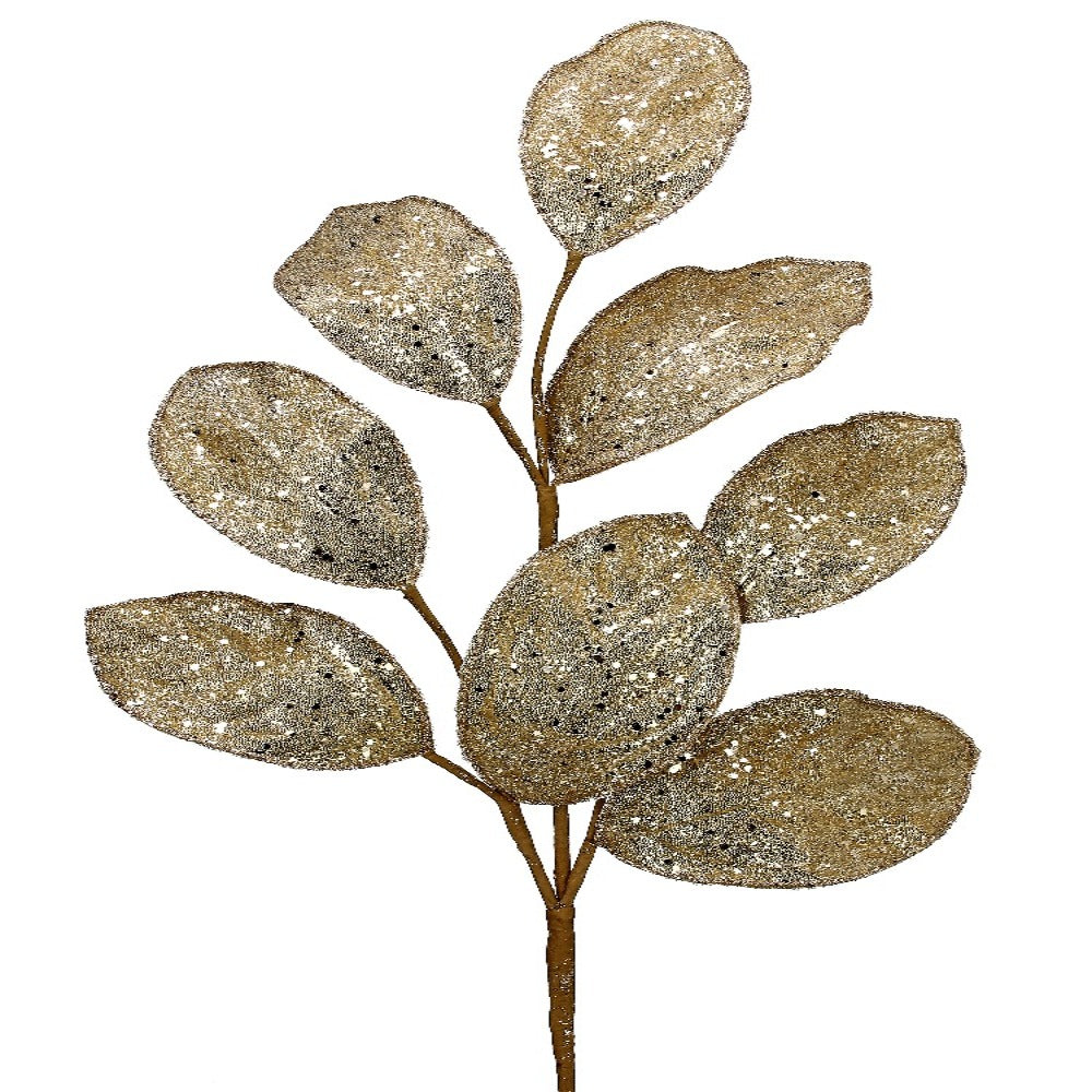 28-inch micro beaded sequin magnolia leaf Christmas spray