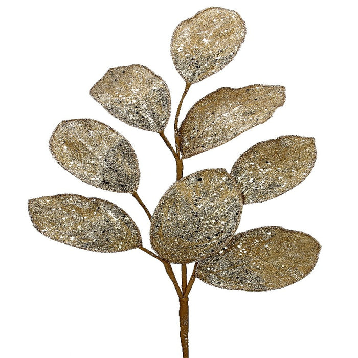 28-inch micro beaded sequin magnolia leaf Christmas spray