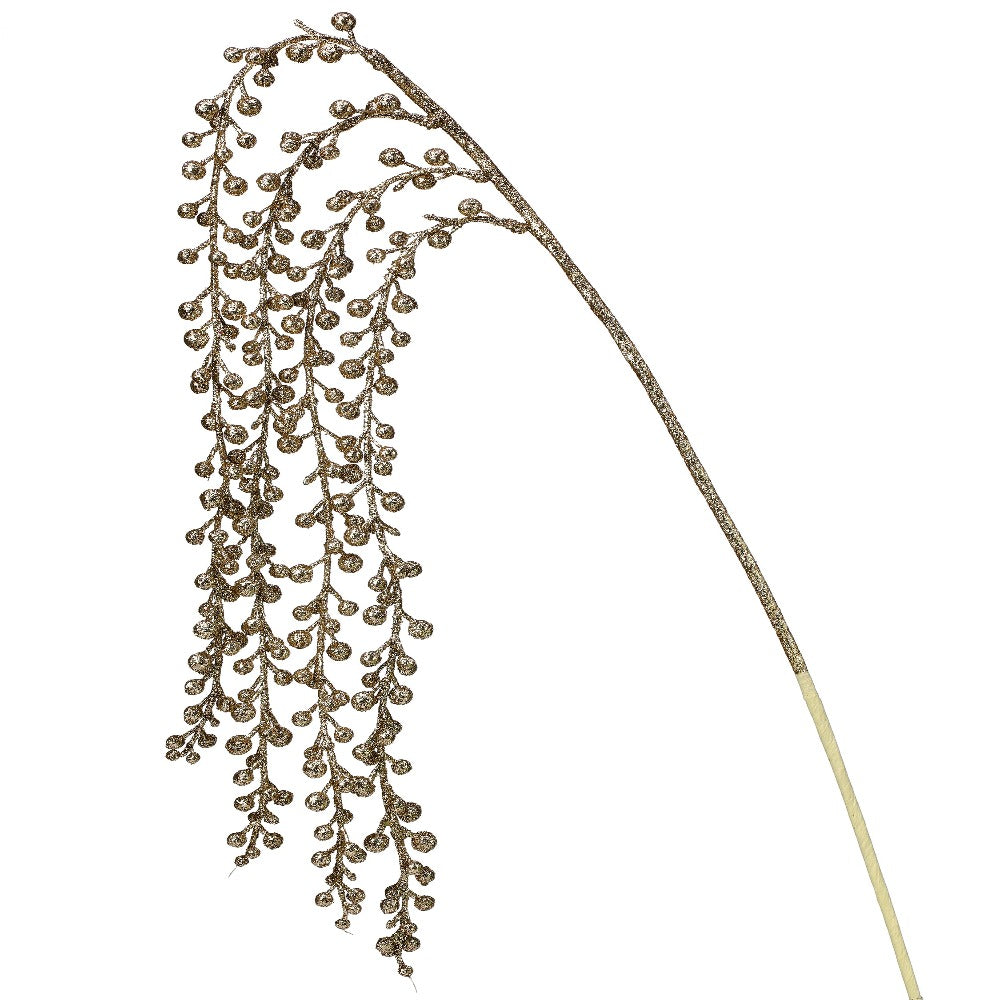 36-inch champagne glitter dropping berry rain Christmas spray