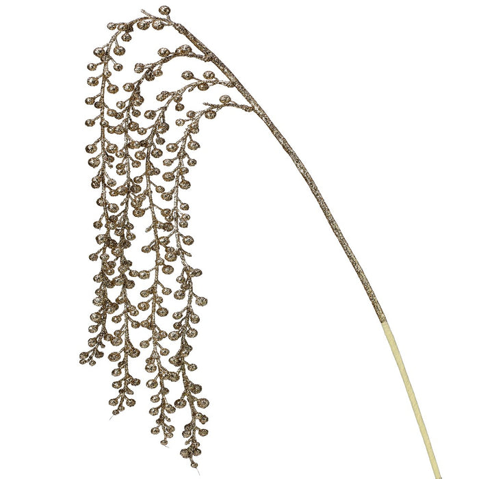 36-inch champagne glitter dropping berry rain Christmas spray