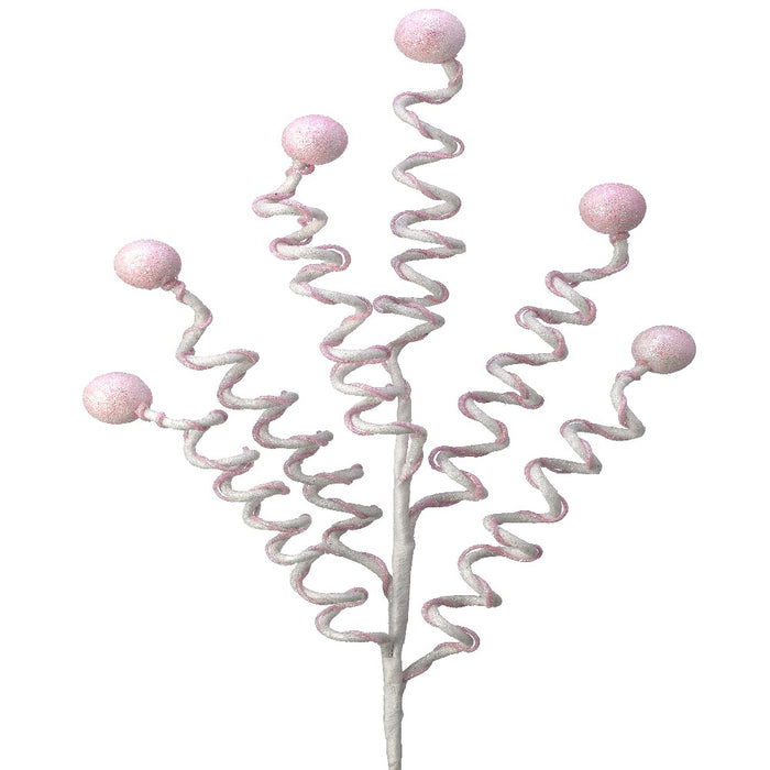 29" Pink Candy Stripe Curl Ball Christmas Spray