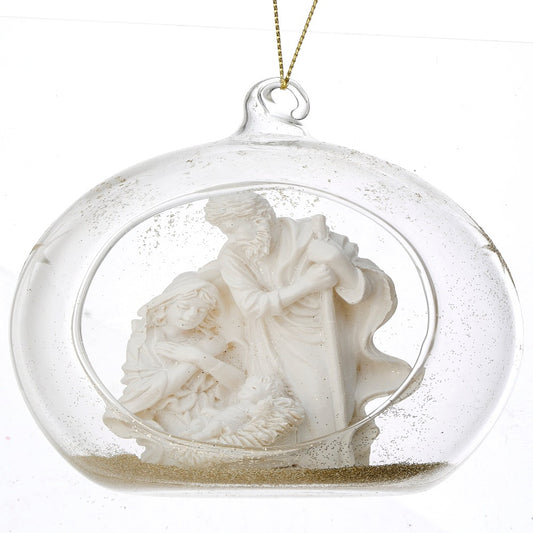 4" Resin in Glass Holy Family Ball Ornament - Elegant Christmas Tree Decoration