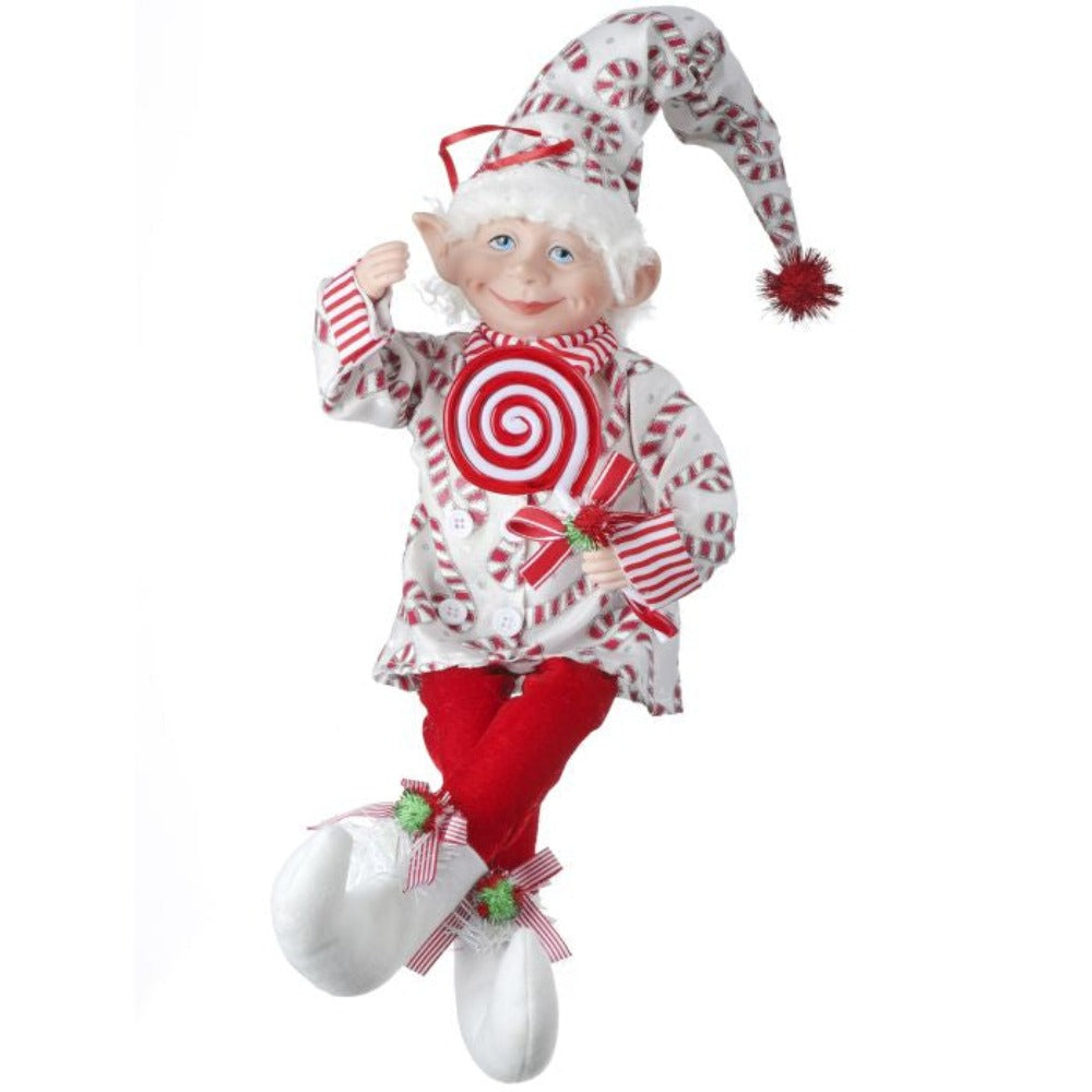 17" Bendable Fabric Candy Cane Christmas Elf