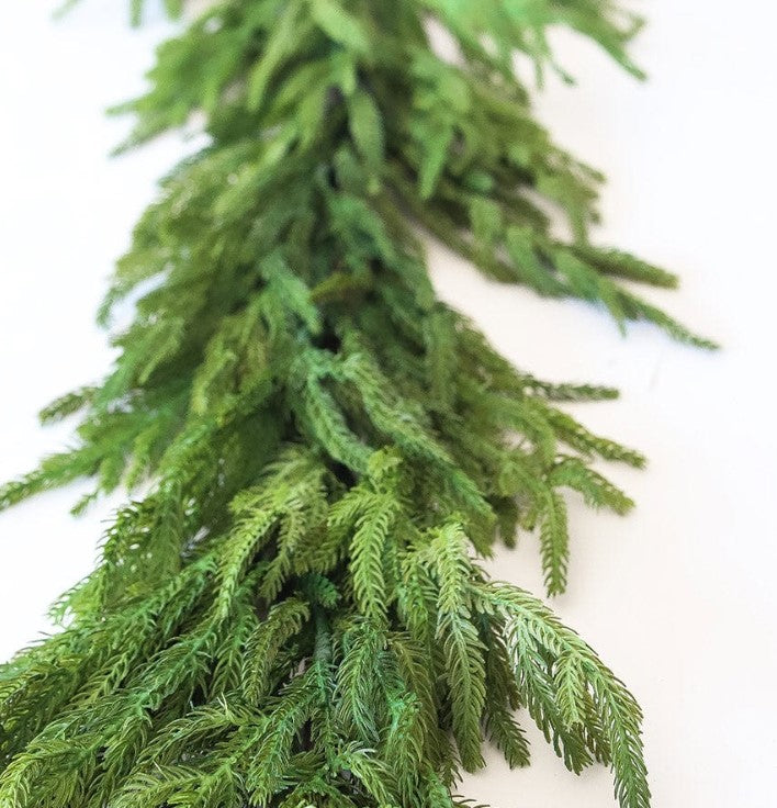 One-sided Norfolk pine garland with wired backing