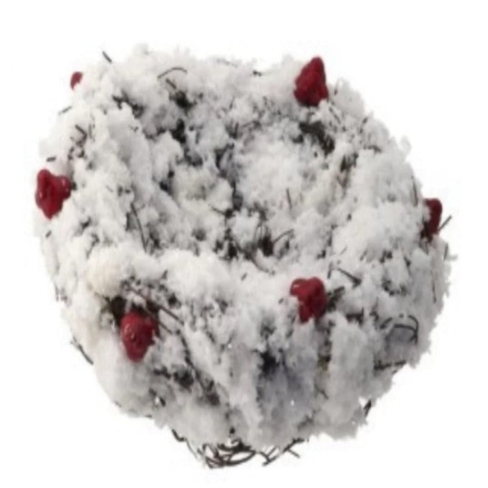 6.5-inch twig snow nest Christmas clip ornament with red berries