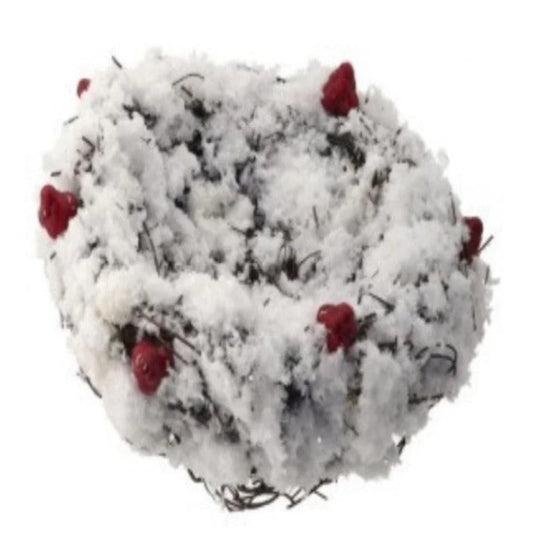 6.5" Twig Snow Nest Red Berries Clip Ornament