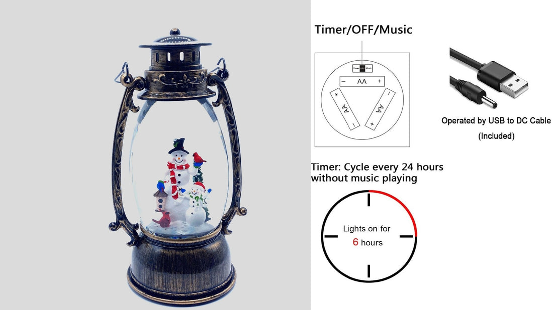 10" Snowman Family Water Snow Globe Lantern – alternate view