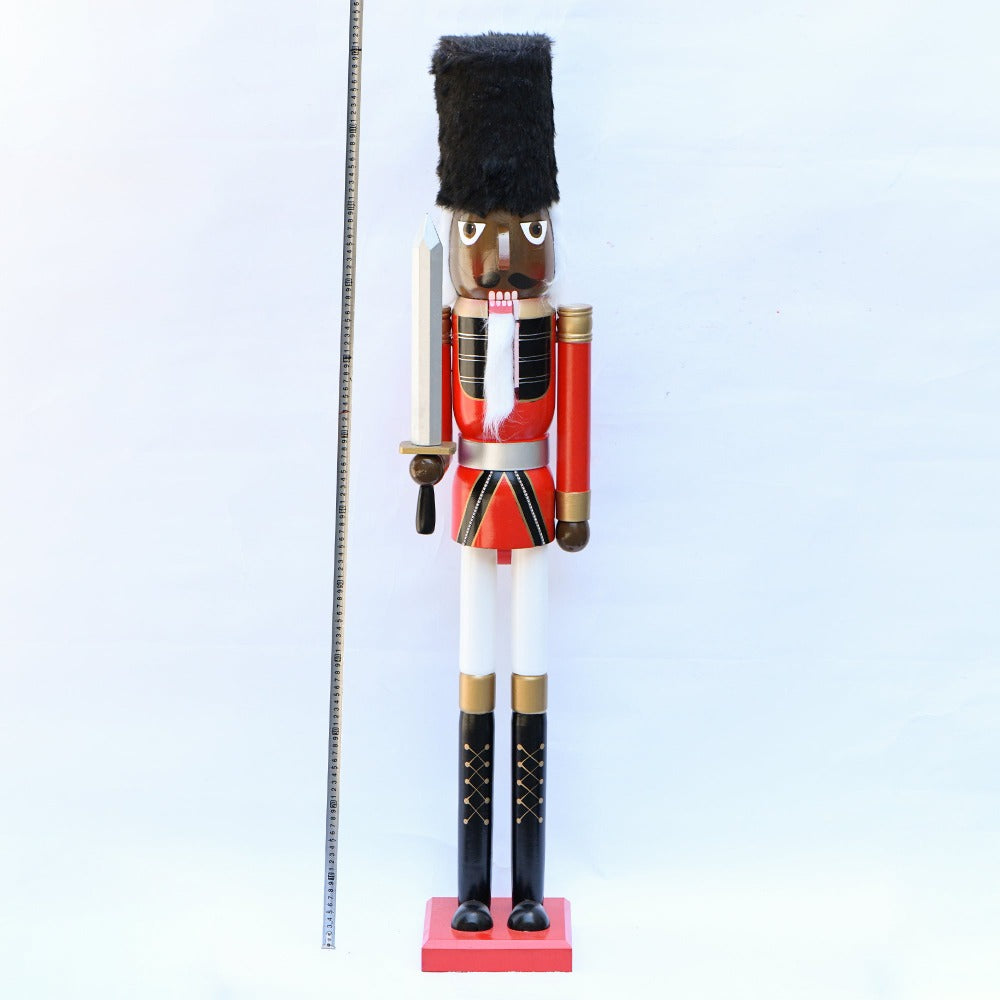 4ft Life-Size Blue Glitter Christmas Nutcracker King – African American Wooden Nutcracker Decoration