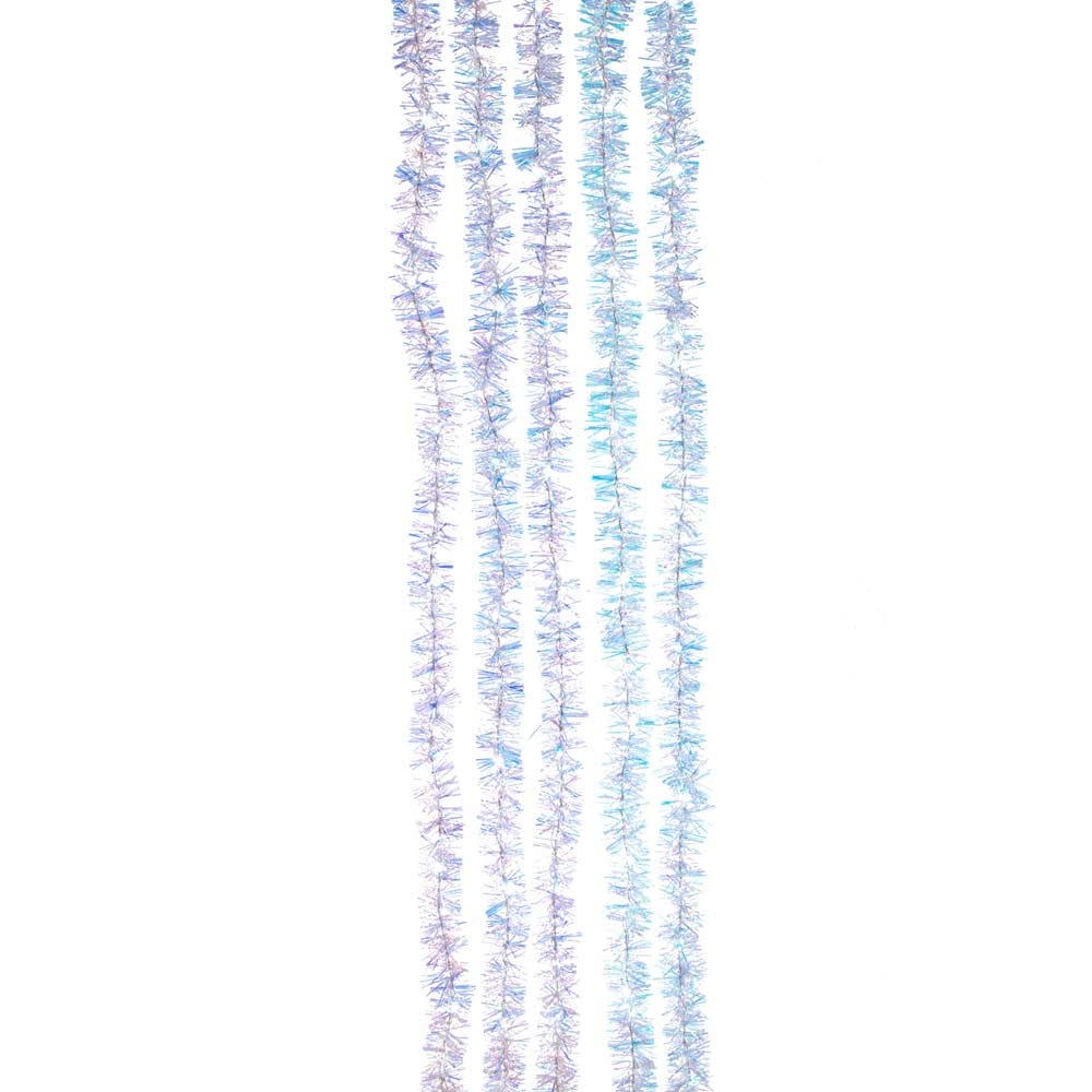 100-light silver iridescent tinsel cascade set with cool white lights