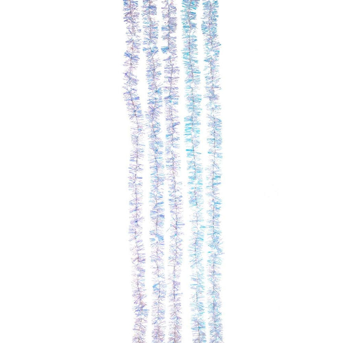 100-light silver iridescent tinsel cascade set with cool white lights