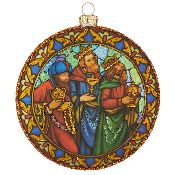 4" Holy Family & Three Kings Disc Christmas Ornament