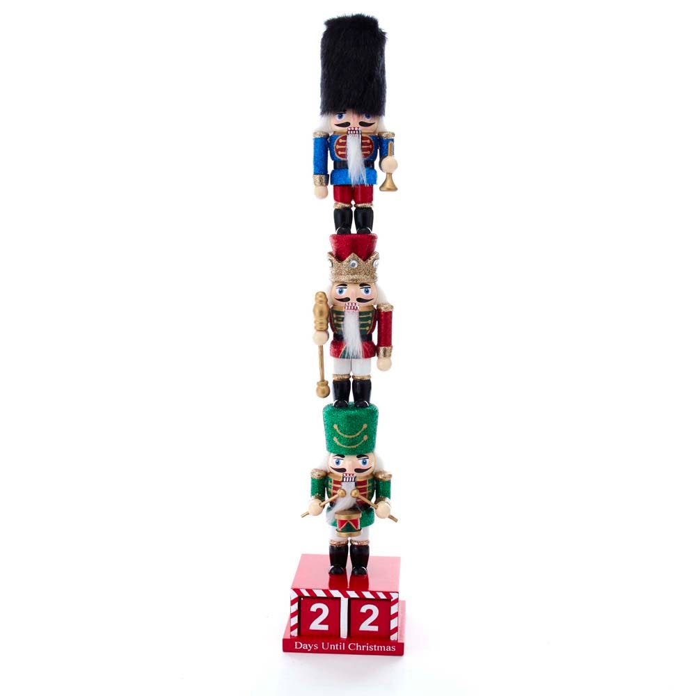 16" Stacked Miniature Nutcrackers with Advent Calendar - Festive Christmas Decoration