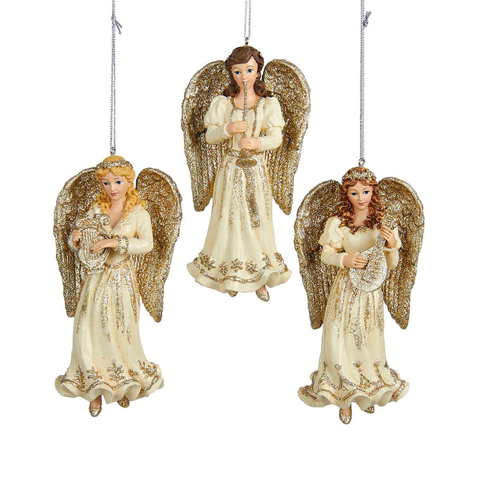 5.25" Platinum Angel Ornaments – Set of 3 Assorted