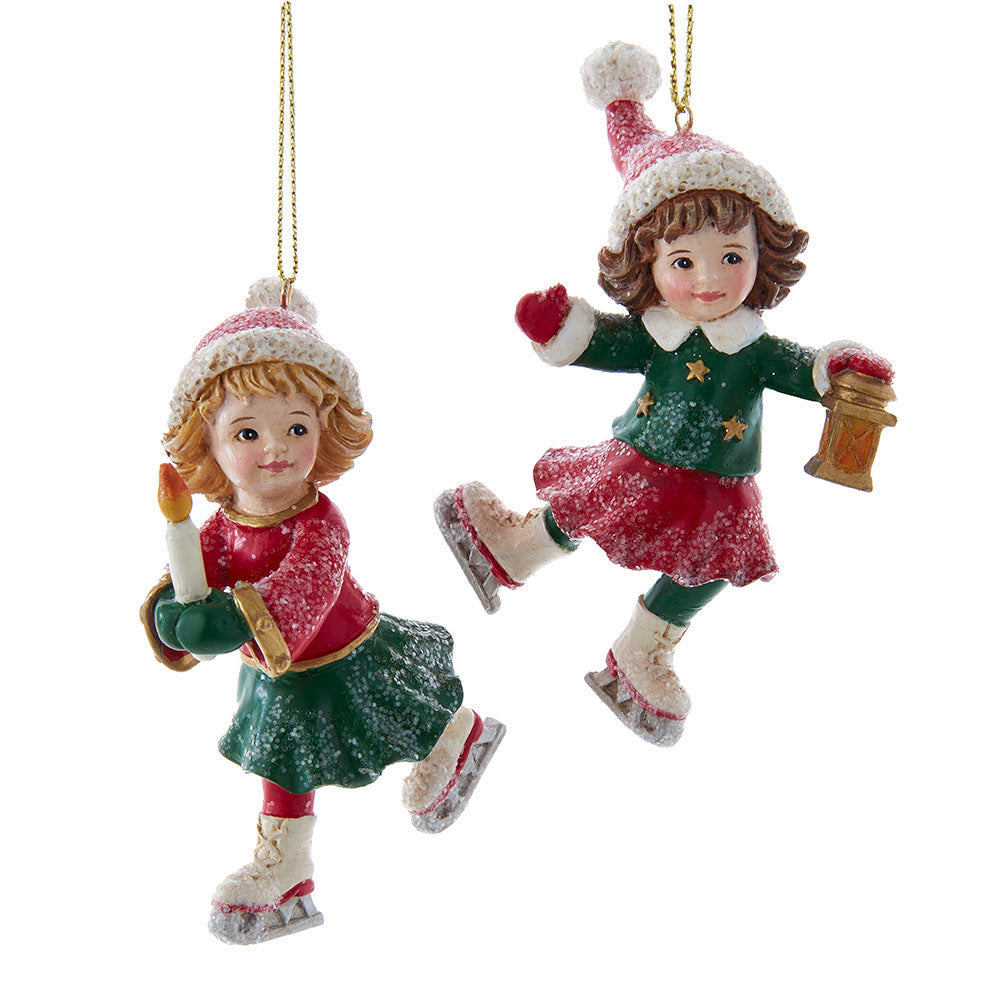 3.5" German Ice Skating Girl Ornaments – Set of 2