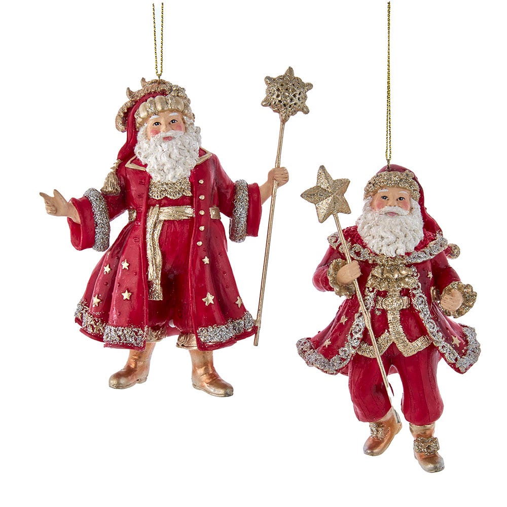 5-inch regal red Santa resin Christmas ornaments set of two