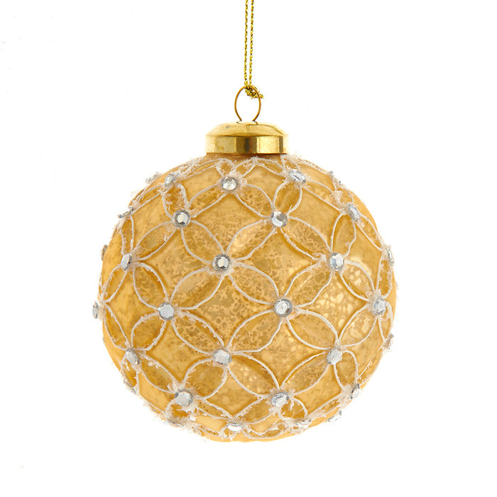 3.15" Gold Lattice Glass Ball Ornaments – 6-Piece Set