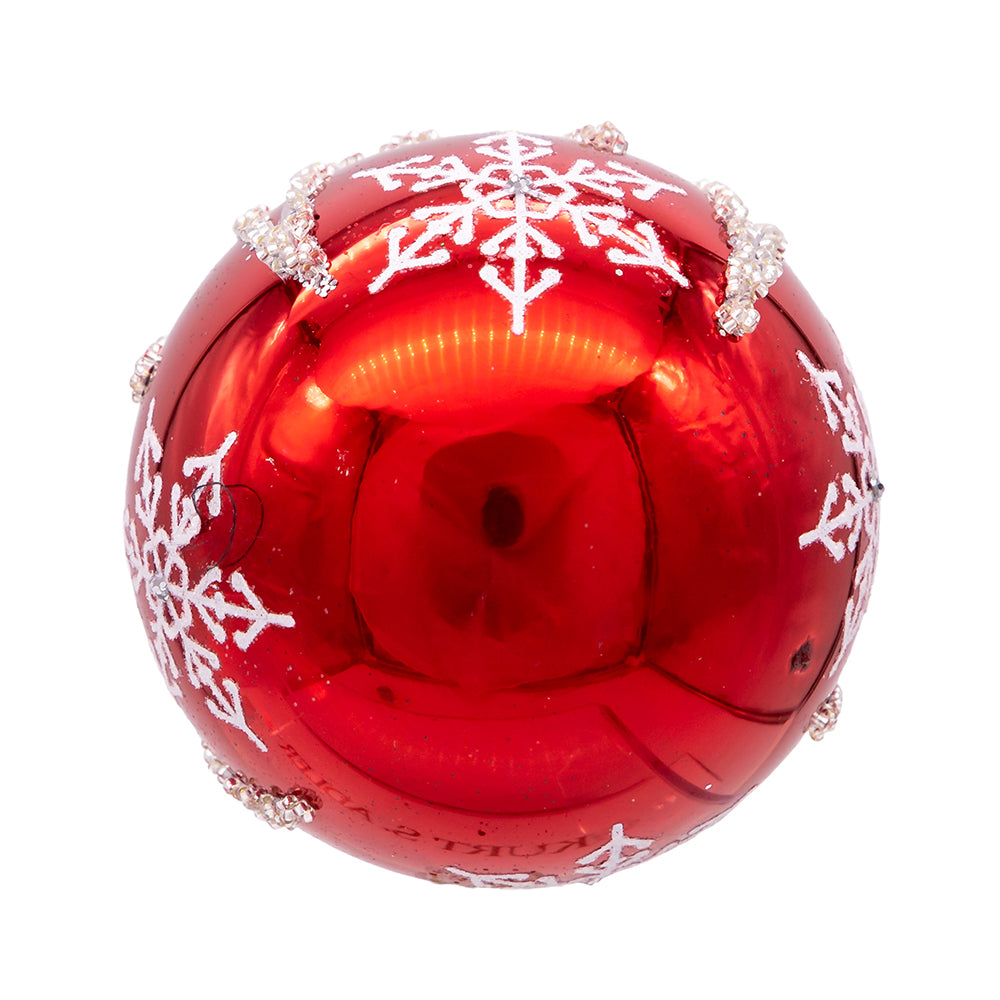 3.15" Red & Silver Snowflake Glass Ball Ornaments – 6-Piece Set – additional view