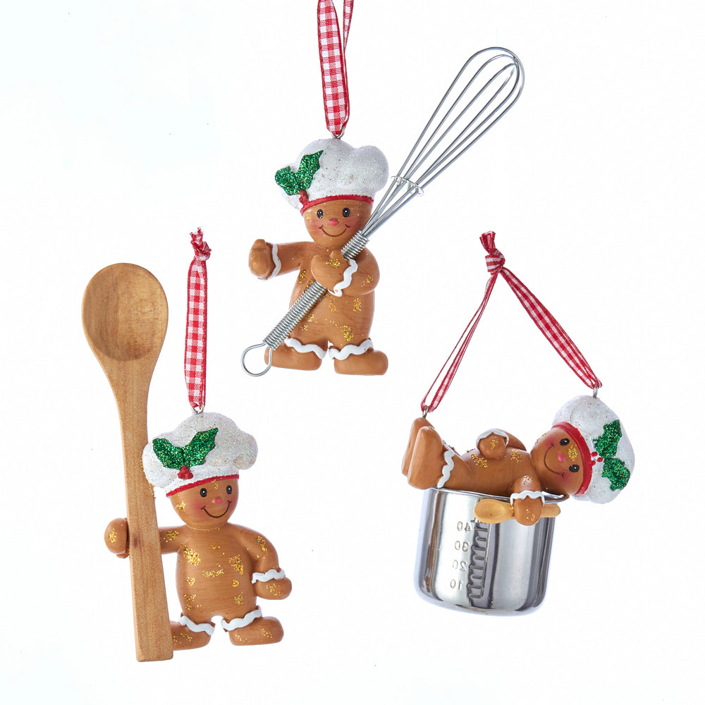 3.5” Gingerbread Boy Utensil Ornaments – Set of 3 Assorted Christmas Decoration