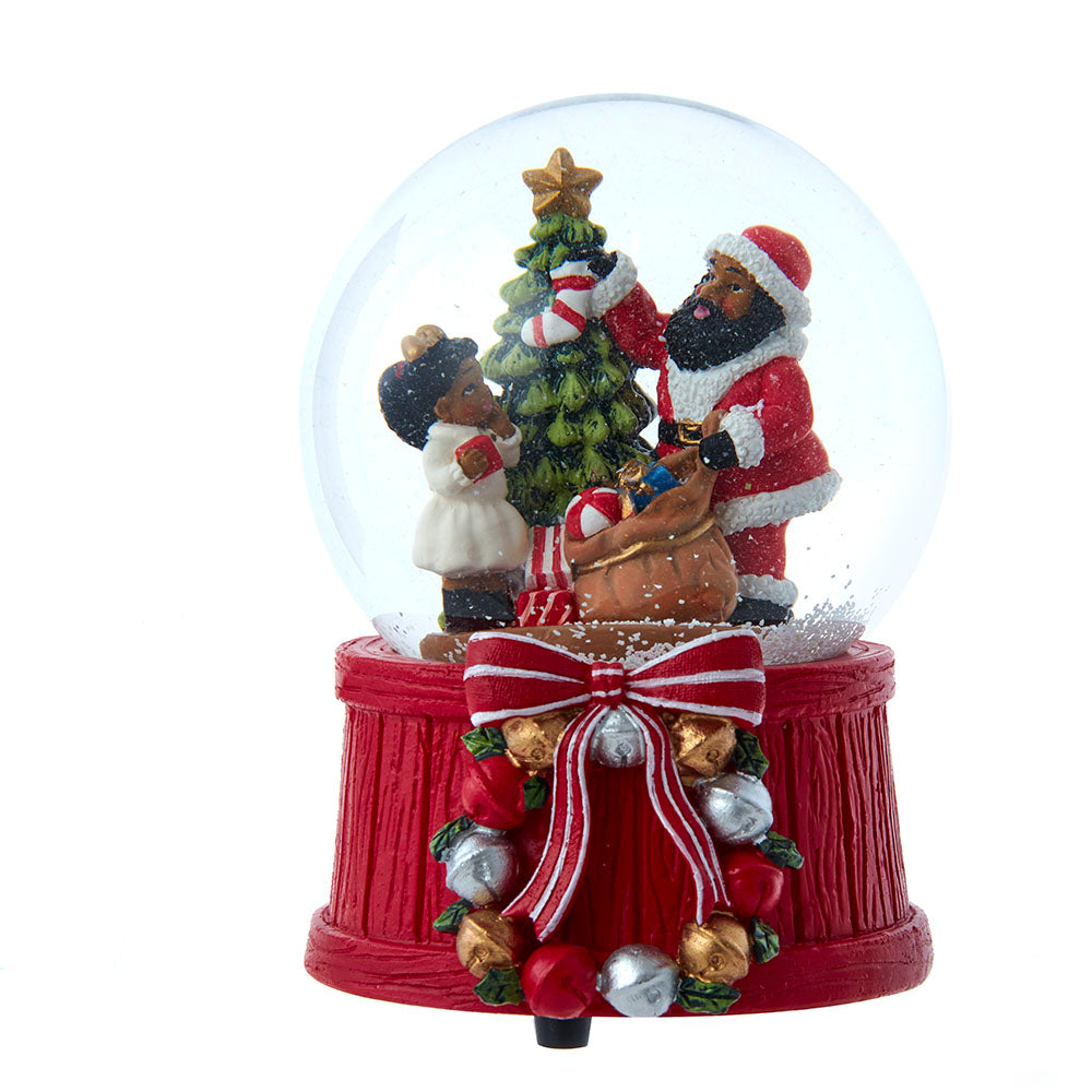 6" Musical Wind-Up African American Santa Water Globe