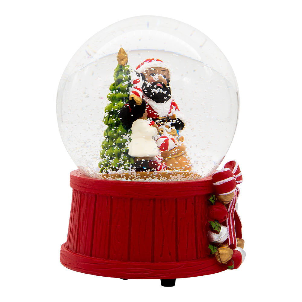 6" Musical Wind-Up African American Santa Water Globe