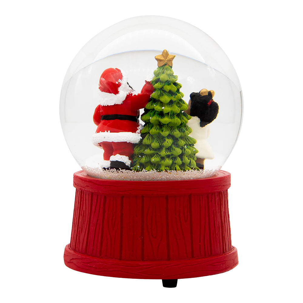 6" Musical Wind-Up African American Santa Water Globe