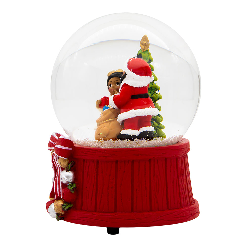 6" Musical Wind-Up African American Santa Water Globe