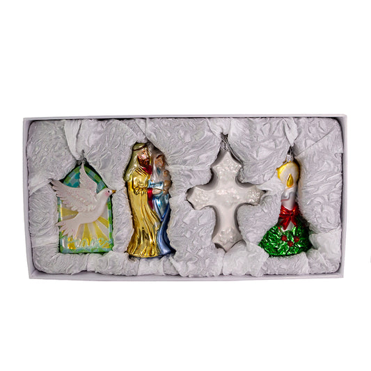 4.875" Glass Nativity Ornament Set - Elegant Christmas Decoration