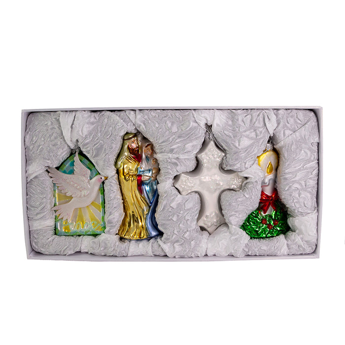 4.875-inch glass Nativity Christmas ornament set
