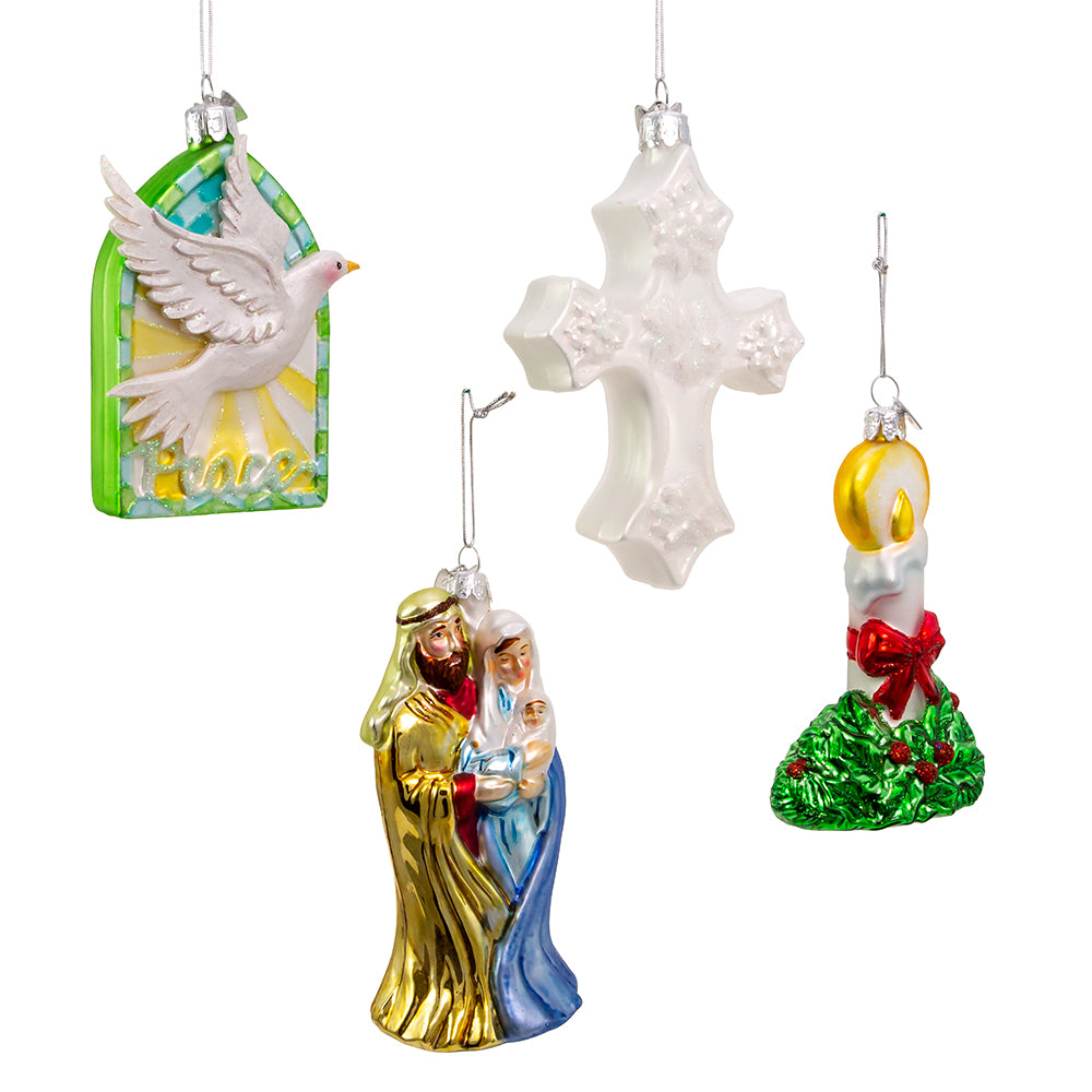 4.875" Glass Nativity Ornament Set - Elegant Christmas Decoration