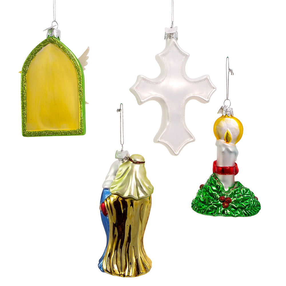 4.875" Glass Nativity Ornament Set - Elegant Christmas Decoration